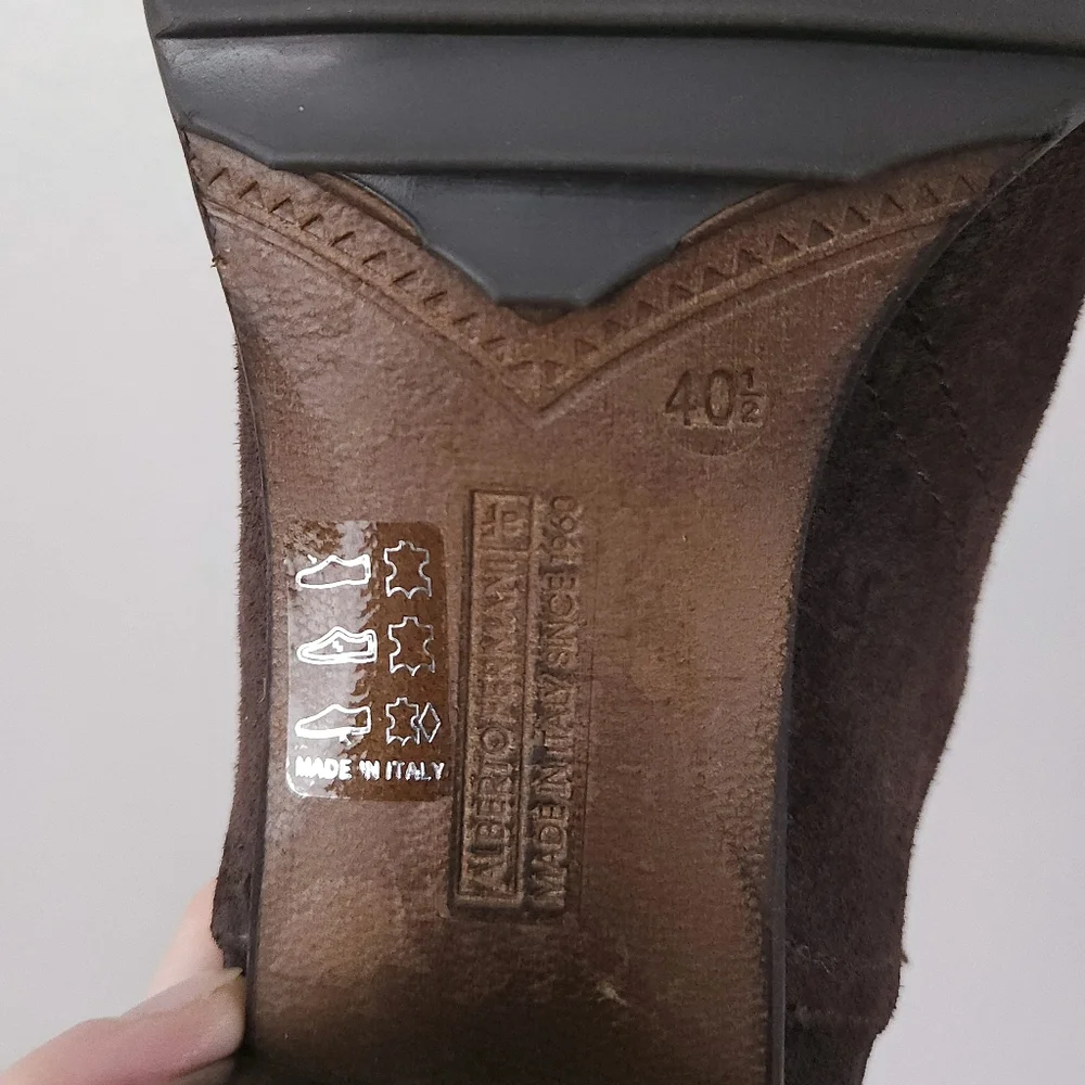 Alberto Fermani Chelsea Boots EU 40.5 Brown Pull-On Heeled Ankle Booties ITALY